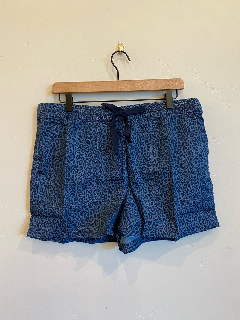 J.CREW Leopard Print 100% Cotton Tie Waist Denim Chambray Shorts